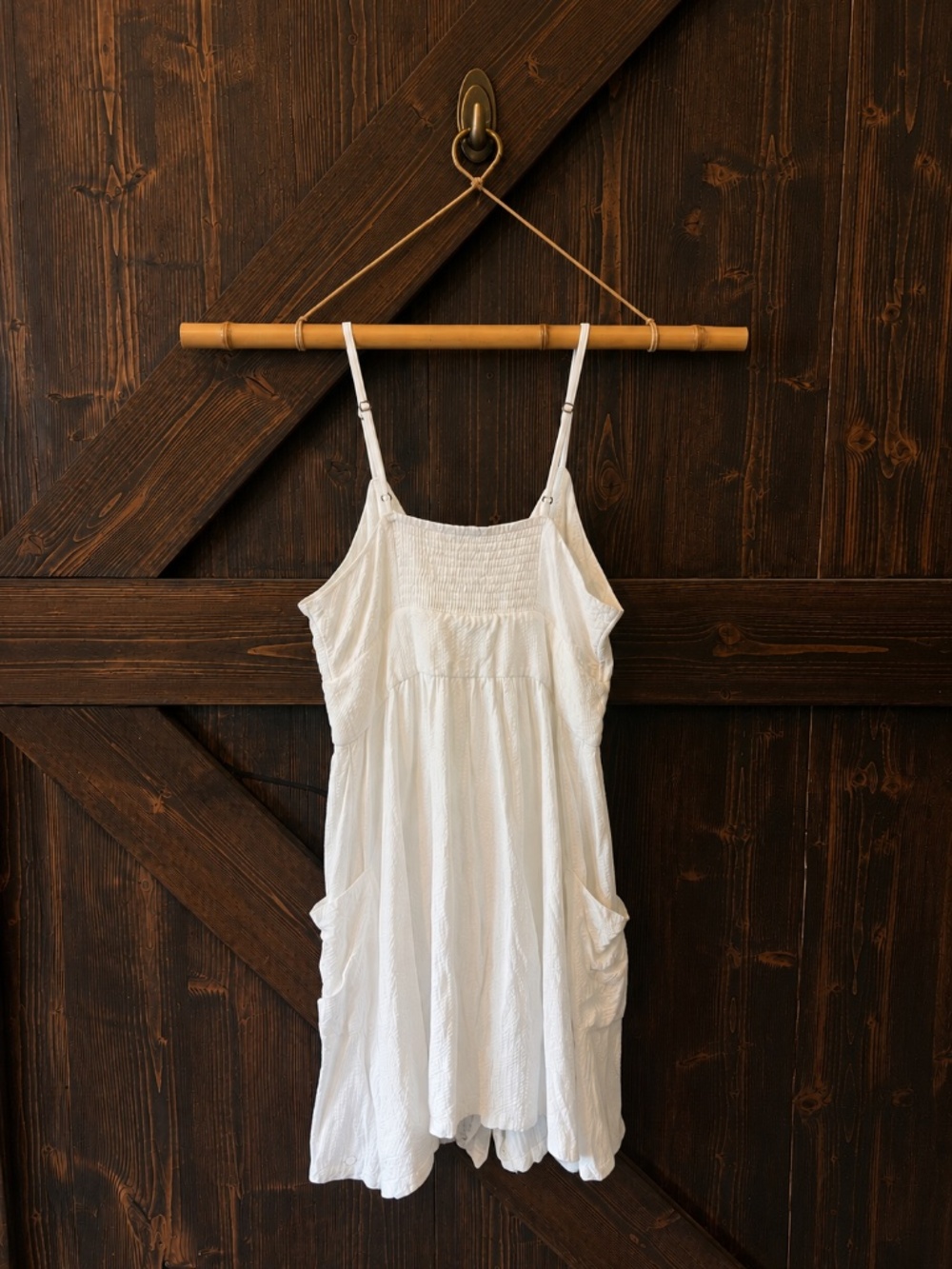 Roxy Under the Cali Sun White Textured Tie Front Mini Dress with Pockets Size L - Picture 2 of 4